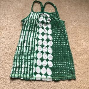 77 Kids, Green and White Tank with braid strap